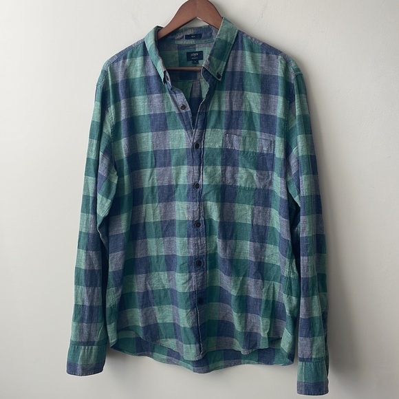 J. Crew slim fit homespun plaid long sleeve button down shirt men size XL - Picture 1 of 7